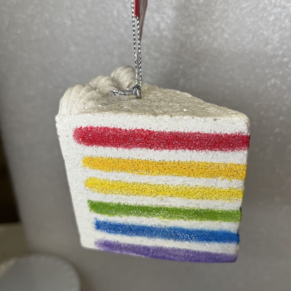 Place & Time Rainbow Cake Slice Christmas Ornament - New